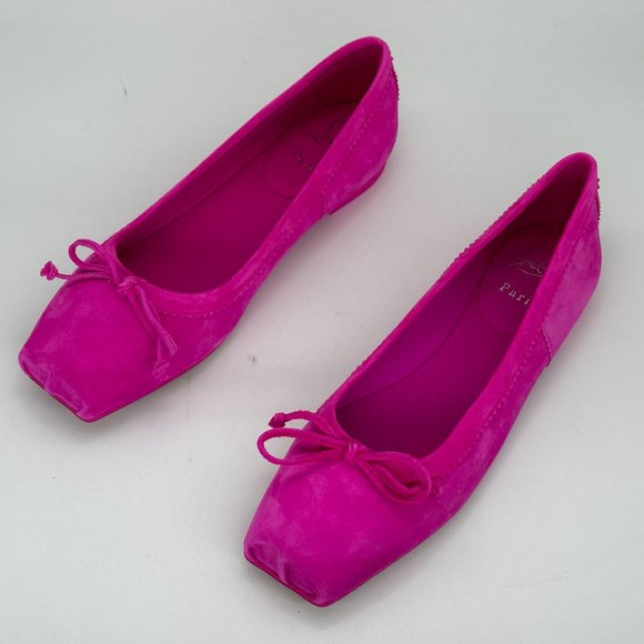 Christian Louboutin MAMADRAGUE Suede Ballerina Ballet Flat Shoes Bolerose - Picture 10 of 16